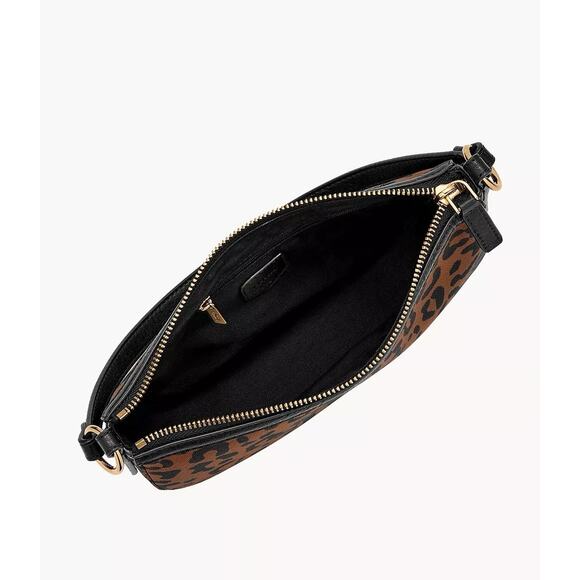 Fossil Jolie Leather Small Crossbody Purse Leopard Print Brown - Picture 2 of 14